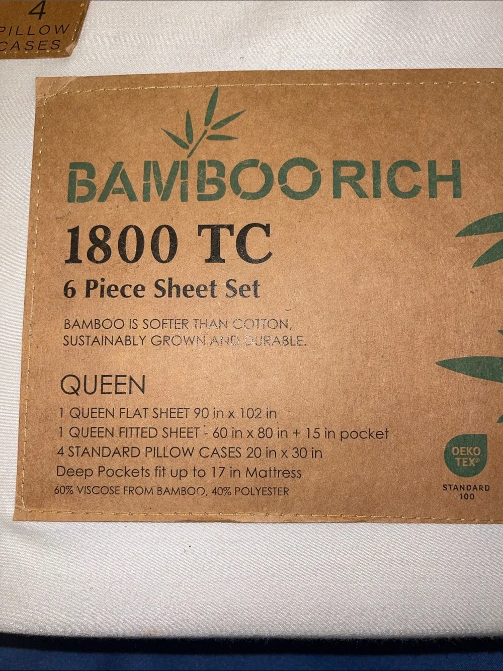 BAMBOO Rich 1800 TC Queen Sheet Set - Cream